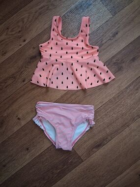Pink Watermelon-Print Tankini Set for Girls - Pink
